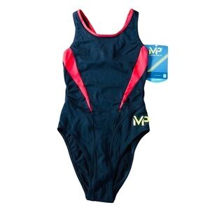 MICHAEL PHELPS WOMENS BLACK ONE PIECE SWIMSUIT SIZE 28 NWT